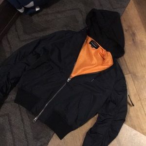 Black and orange bomber